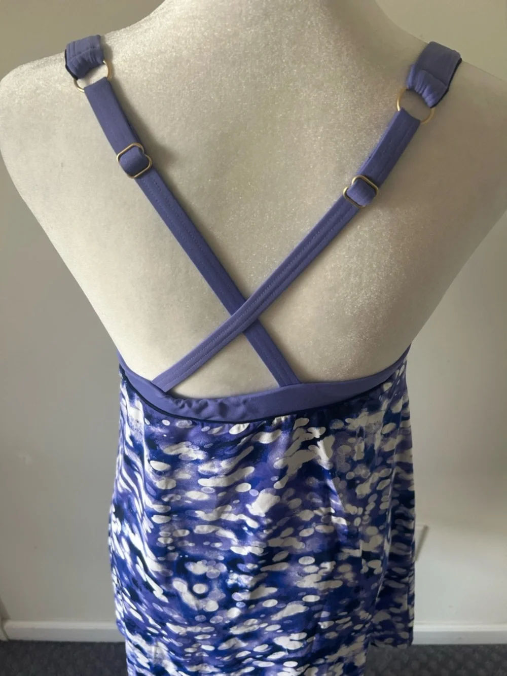 New Lands' End Regular High Neck Swim Dress Brush Tie Dye size 6